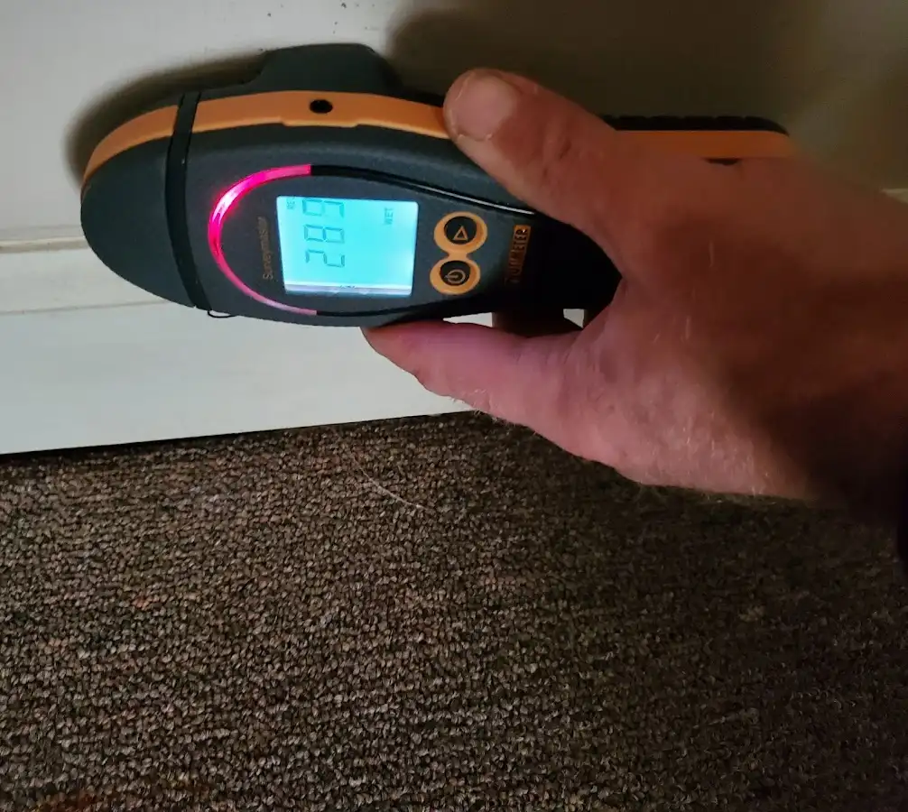 Moisture detection at baseboard during Mold Inspection & Testing in Old Lyme